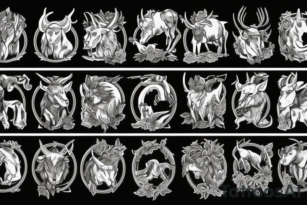 Female Minotaur with Griffin Pet tattoo idea
