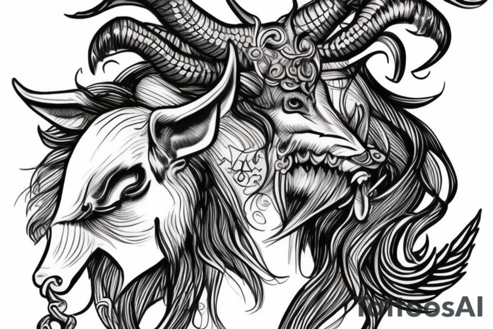 Female Minotaur with Griffin Pet tattoo idea