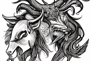 Female Minotaur with Griffin Pet tattoo idea