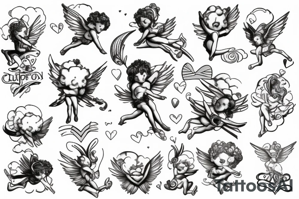 Cupid sitting on cloud tattoo idea