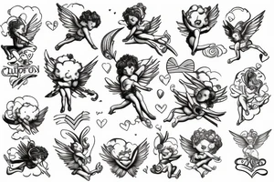 Cupid sitting on cloud tattoo idea