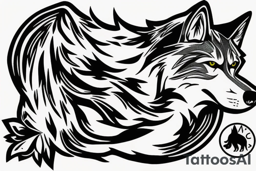 Open road with with a lone wolf waking tattoo idea Open road with with a lone wolf waking tattoo idea