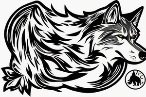 Open road with with a lone wolf waking tattoo idea