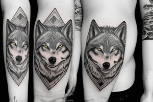 Open road with with a lone wolf waking tattoo idea
