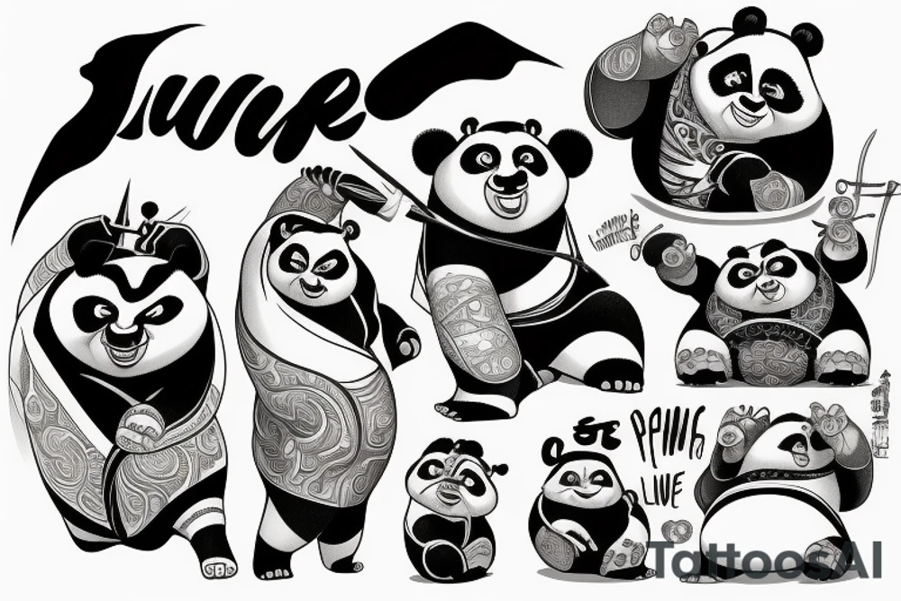 a line tattoo with quotes from kung fu panda tattoo idea