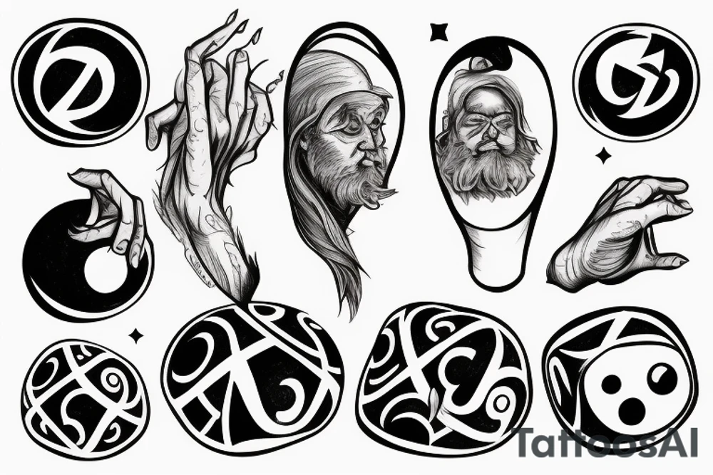 wizard holding a magic
 8 ball tattoo idea