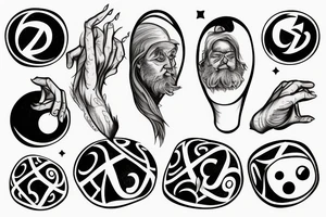 wizard holding a magic
 8 ball tattoo idea
