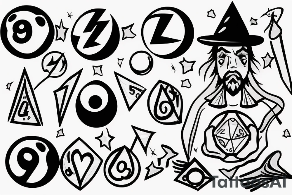 wizard holding a magic
 8 ball tattoo idea