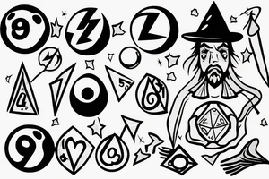 wizard holding a magic
 8 ball tattoo idea