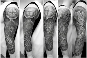 Compass concept sleeve tattoo idea