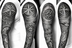 Compass concept sleeve tattoo idea