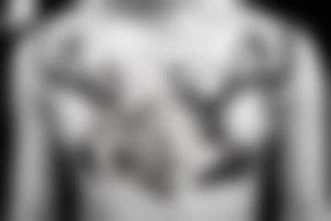 there is a deer in the forest, a rune at the bottom, Scandinavian style tattoo idea