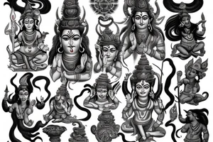 The word Fury with Hindu god shiva highlights tattoo idea