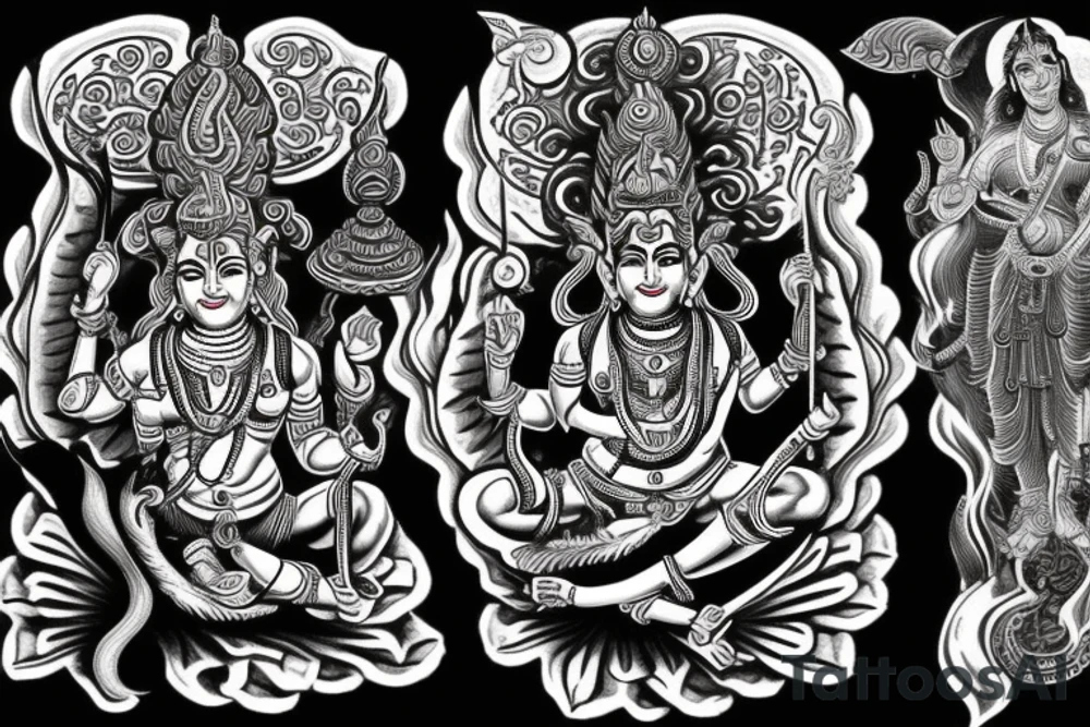 The word Fury with Hindu god shiva highlights tattoo idea