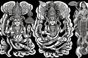 The word Fury with Hindu god shiva highlights tattoo idea