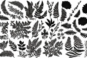 Buck with fern and flowers tattoo idea