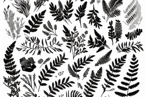 Buck with fern and flowers tattoo idea