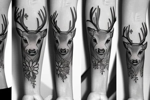 Deer flowers tattoo idea