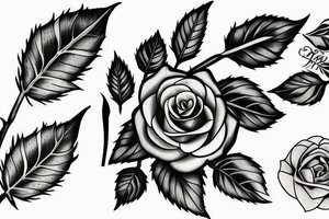 rose with thorns and one leaf tattoo idea