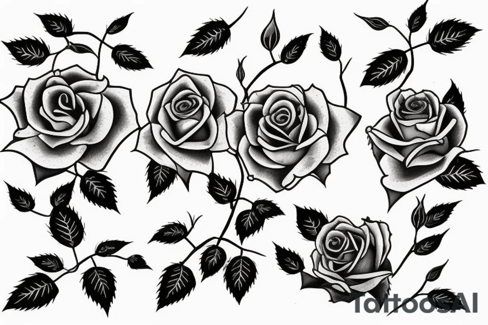 rose with stem with thorns and one leaf tattoo idea