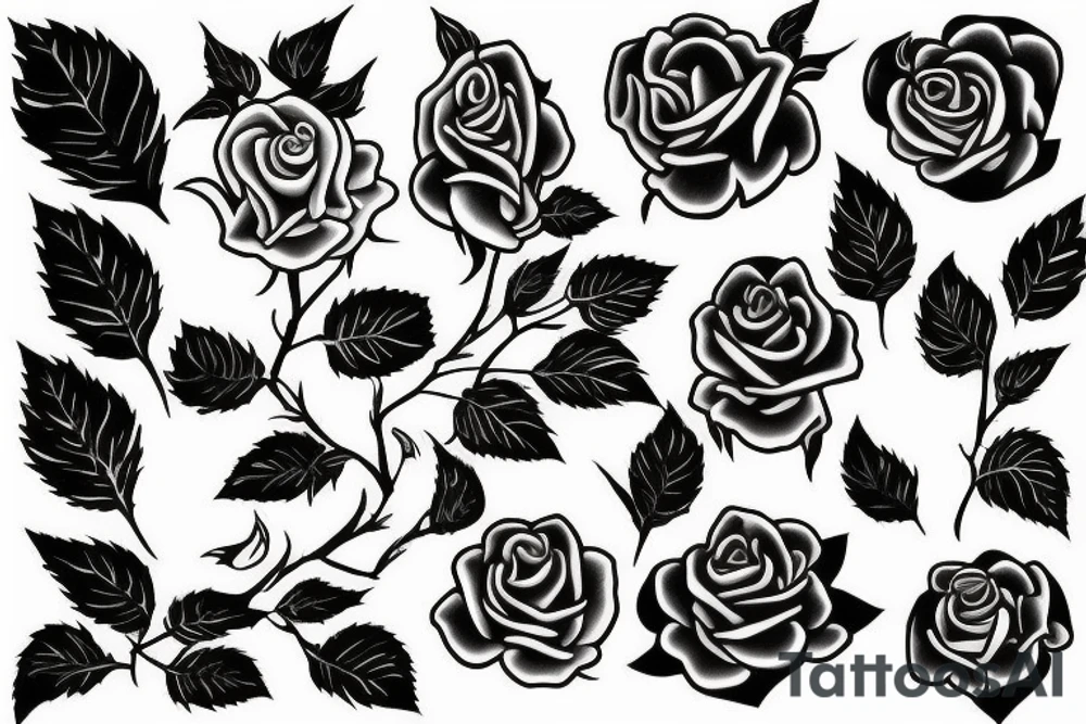 rose with stem with thorns and one leaf tattoo idea