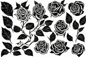 rose with stem with thorns and one leaf tattoo idea