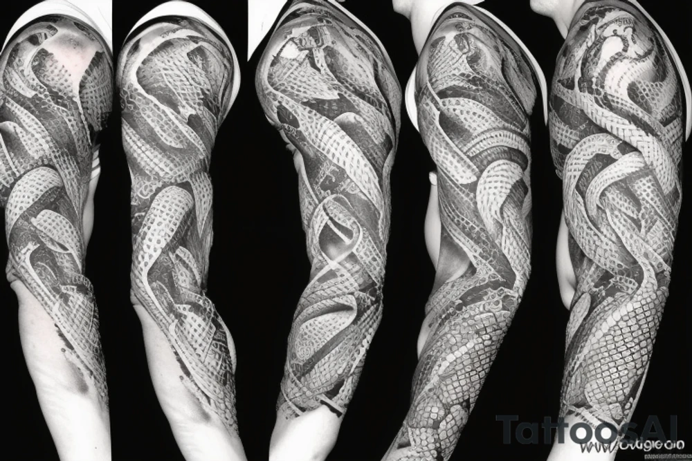 Skeleton of a snake wrapping around the arm tattoo idea