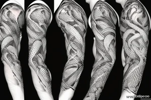Skeleton of a snake wrapping around the arm tattoo idea
