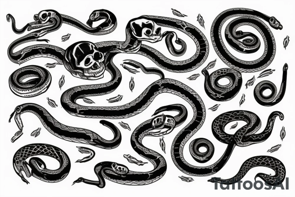 Skeleton of a snake wrapping around the arm tattoo idea