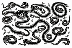 Skeleton of a snake wrapping around the arm tattoo idea