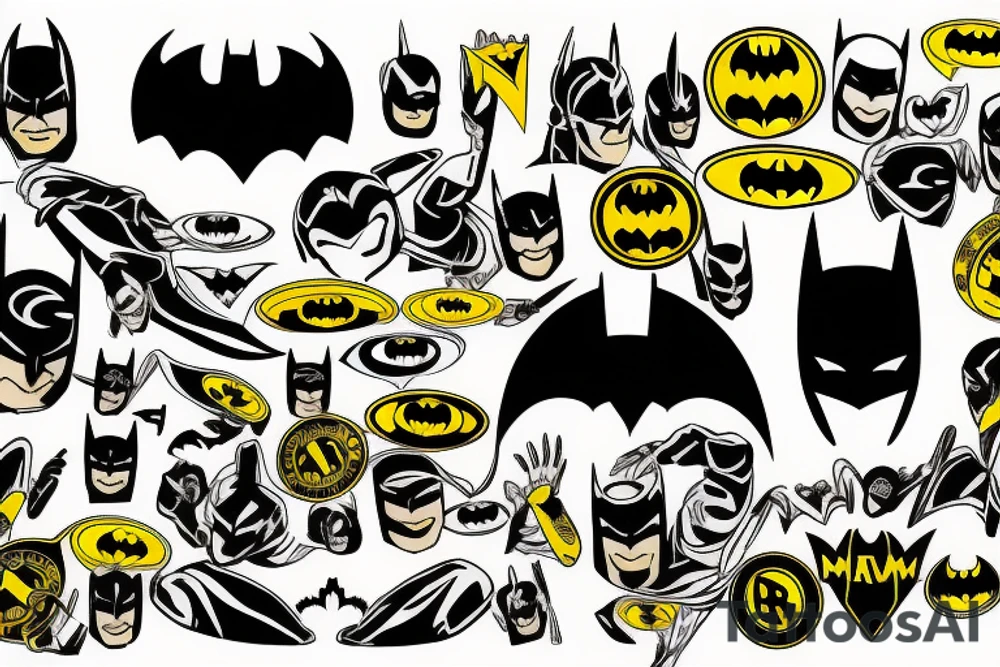batman sign, yellow and black tattoo idea