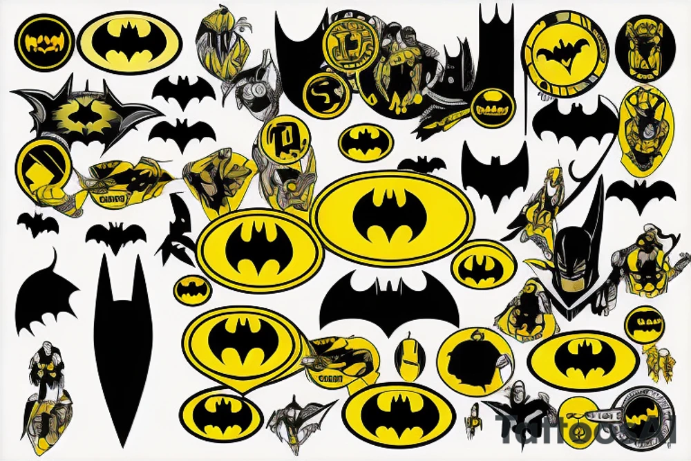batman sign, yellow and black tattoo idea