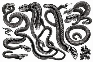 Skeleton of a snake wrapping around the arm tattoo idea