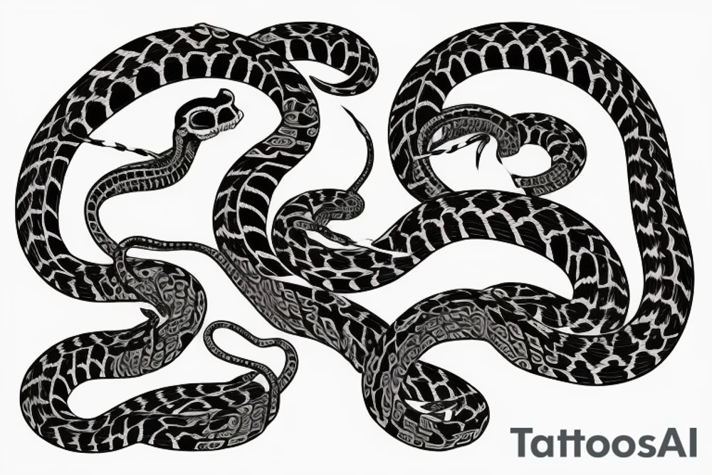 Skeleton of a snake wrapping around the arm tattoo idea