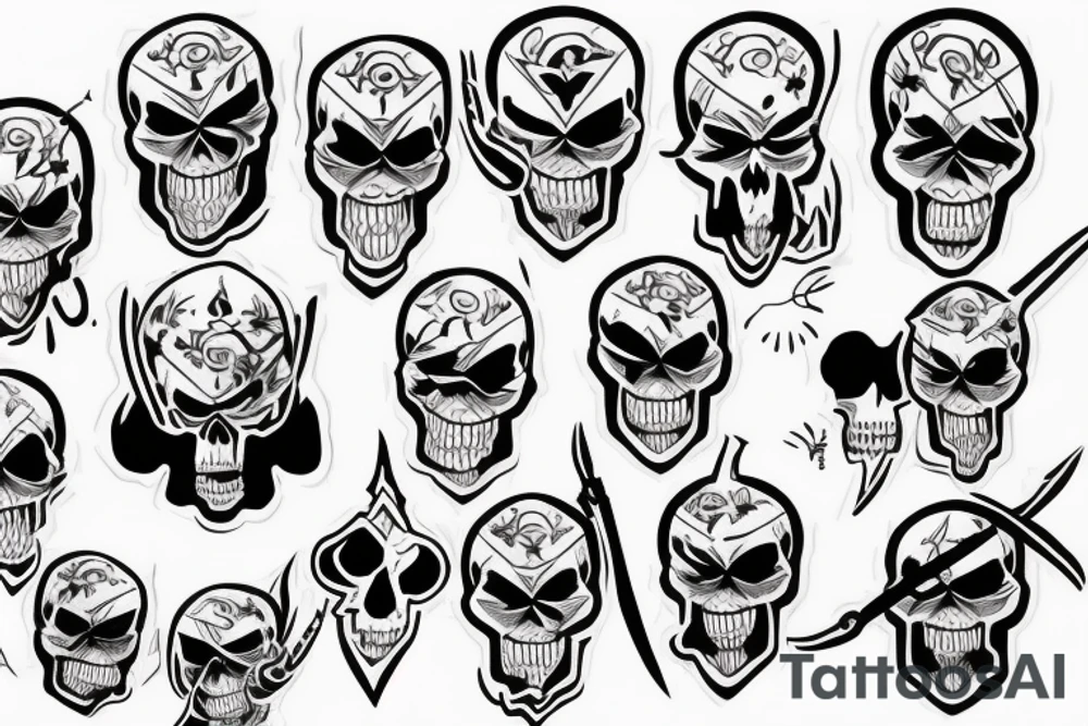 Ninja skull with Peaceful signs tattoo idea