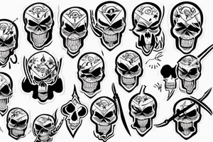 Ninja skull with Peaceful signs tattoo idea