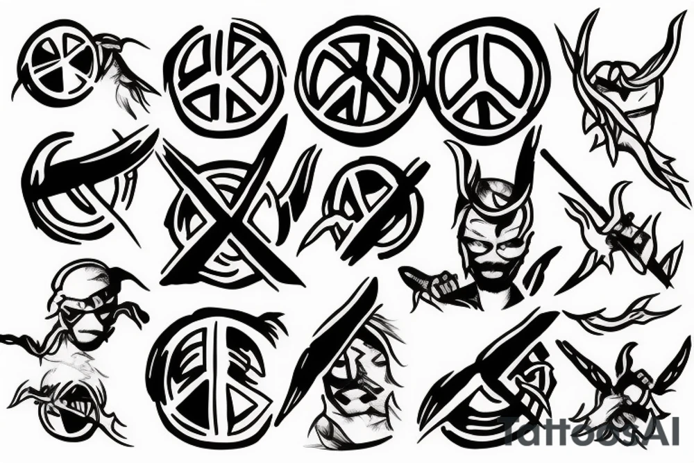 Ninja with Peace signs tattoo idea
