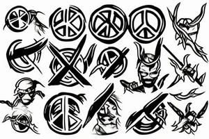 Ninja with Peace signs tattoo idea