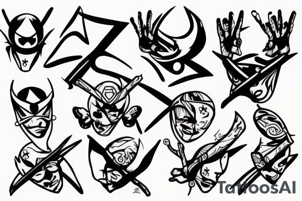 Ninja with Peace signs tattoo idea