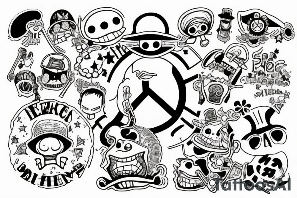 One piece tattoo with peace signs tattoo idea