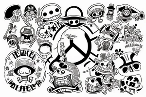 One piece tattoo with peace signs tattoo idea
