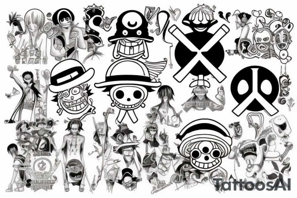 One piece tattoo with peace signs tattoo idea