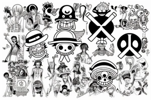 One piece tattoo with peace signs tattoo idea