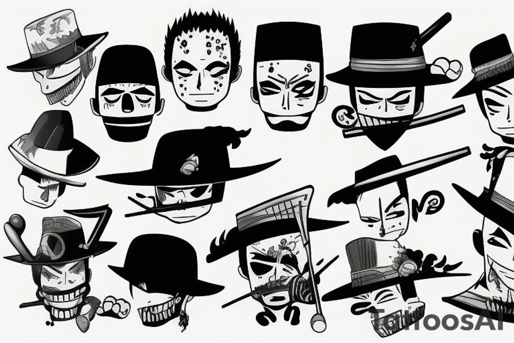 Zoro with strew hat tattoo idea