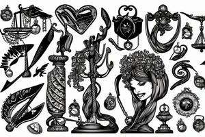 the scales of justice with beautiful woman tattoo idea