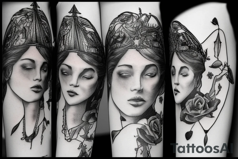 the scales of justice with beautiful woman tattoo idea