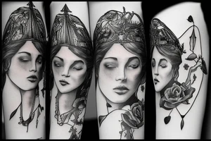 the scales of justice with beautiful woman tattoo idea