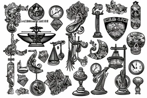 the scales of justice with beautiful woman tattoo idea