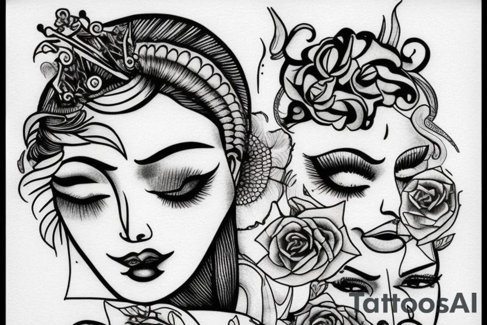 the scales of justice with beautiful woman tattoo idea