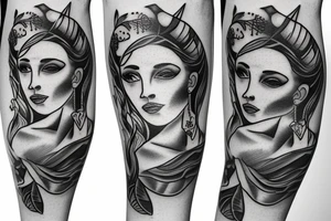 the scales of justice with a beautiful woman tattoo idea
